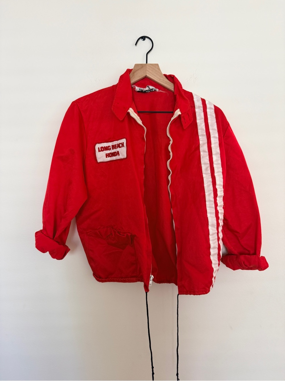 Vintage Honda Red Racing Jacket with White Stripes